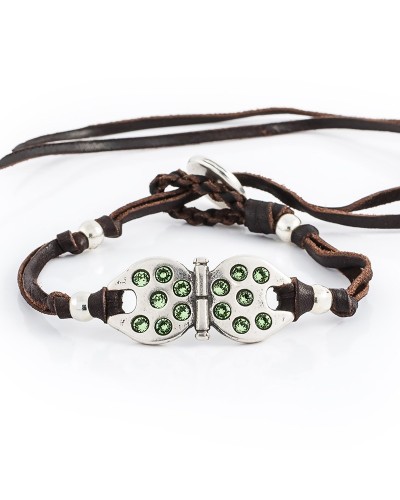 Swan VIII es una pulsera de cuero con cristales SWAROVSKI®