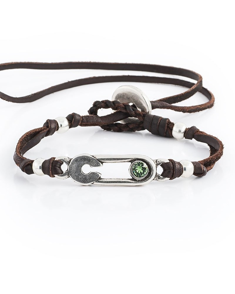 Swan XI es una pulsera de cuero con cristales SWAROVSKI®