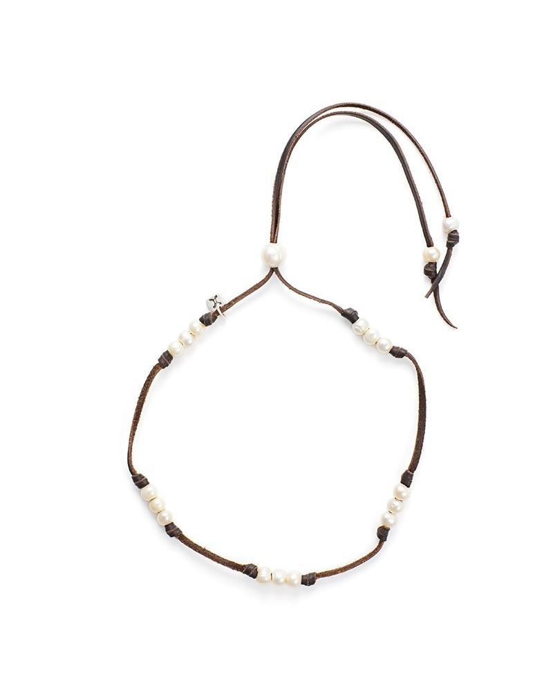 Choker IV is an adjustable leather choker with nuggets