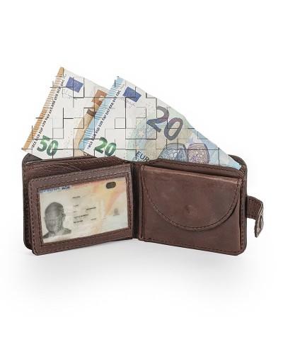 Kyda es una cartera de cuero vacuno de alta calidad hecha artesanalmente