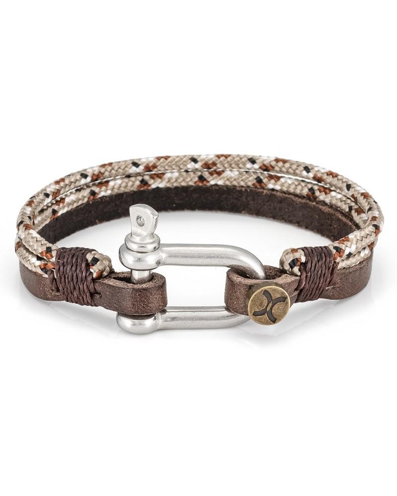 Pulseras de Cuero con Cuerda Paracord y Cierre de Grillete de Acero para Hombre