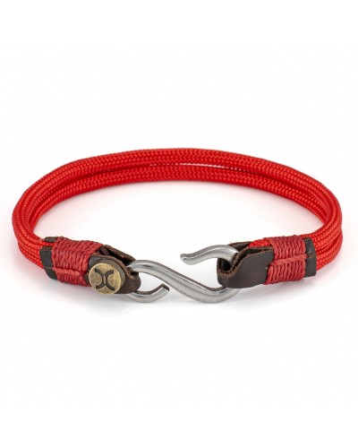 Orion III es una pulsera de cuero forrada de paracord y gancho de zamak