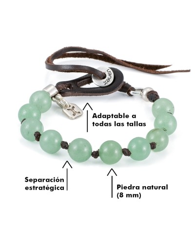 Pulsera de Aventurina Verde y Cuero | Rumi VII | Xauen