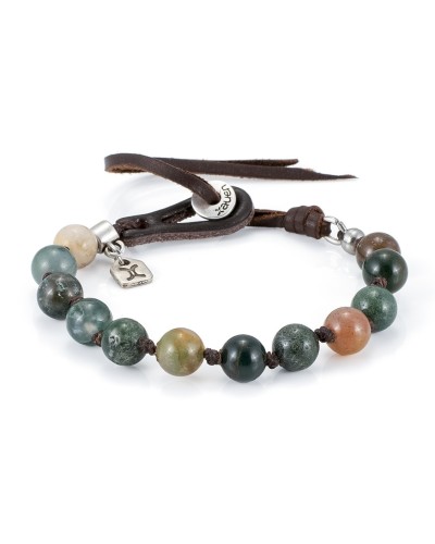 Pulsera de Ágata India y Cuero Artesanal | Rumi XXIX | Xauen