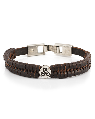 Gaucho XX es una pulsera de cuero trenzado con pieza central