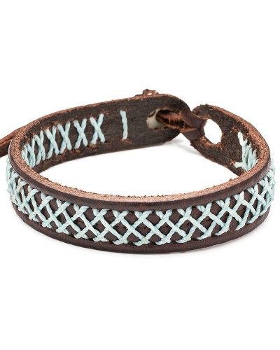 Nautilus I es una pulsera de cuero con trenzado cosido en hilo encerado