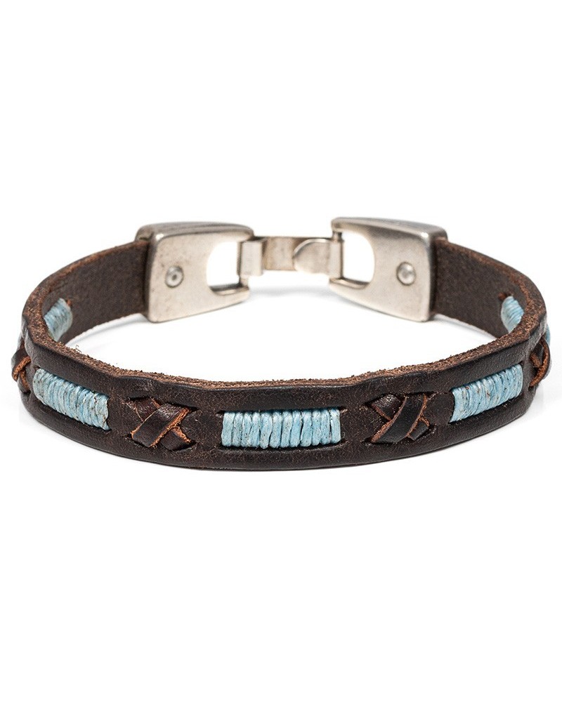 Nautilus IX es una pulsera de cuero con trenzado cosido en hilo